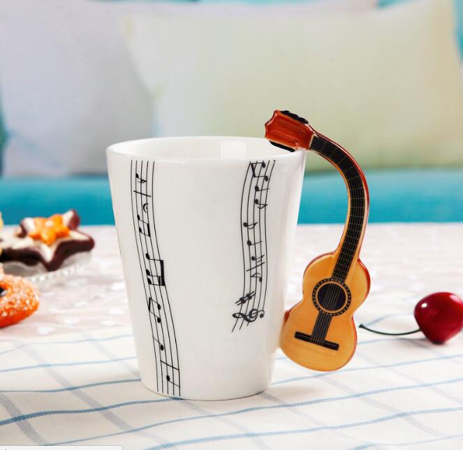 Musik violinstil gitarr keramisk mugg kaffe te mjölk stavkoppar med handtag kaffemugg nyhet: Stil 6
