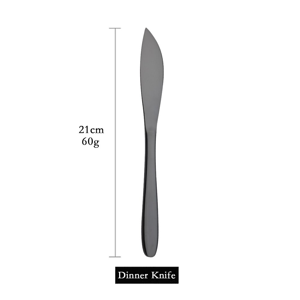 Zwarte Bestek Set 18/10 Rvs Servies Set Mes Vork Lepel Zilverwerk Servies Set Keuken Bestek: 1Pc Dinner Knife