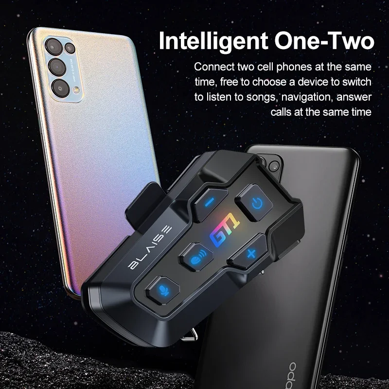 BLAISE GT1 Motorcycle Helmet Bluetooth Intercom IP65 Waterproof Intercom Distance 1000 Meters Multi-Scene Mixed Music Sharing