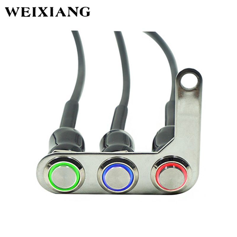 Interrupteur étanche à 3 boutons pour guidon de moto, interrupteur marche-arrêt, interrupteur étanche pour phare, klaxon et clignotant, LED