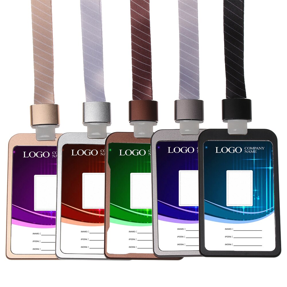 1pc aluminiumslegering kortholder visitkort id badge holder lodret metal id business case skole kontorartikler