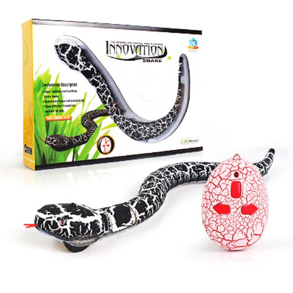 Novelty RC Snake Naja Cobra Viper Remote Control Robot Animal Toy with USB Cable Funny Terrifying Christmas kids: Black