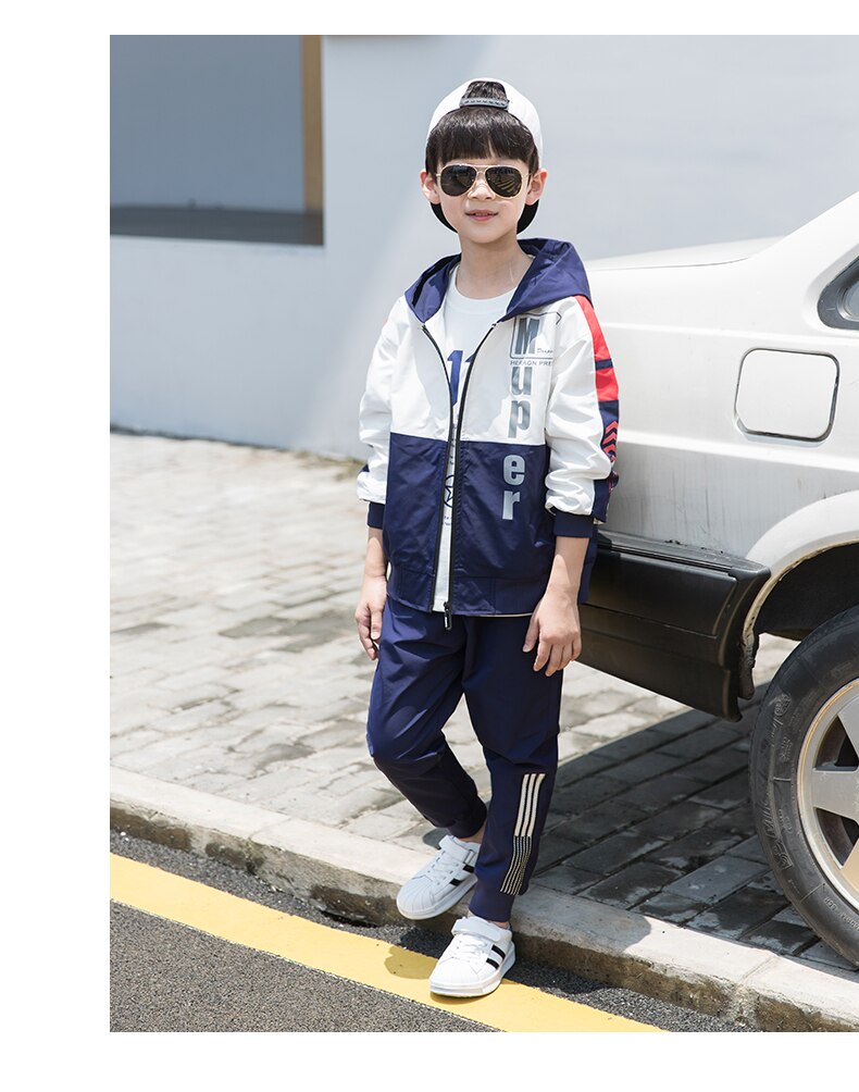 Children's wear boys spring suit suit mid-big boys handsome spring and autumn sports in Korean