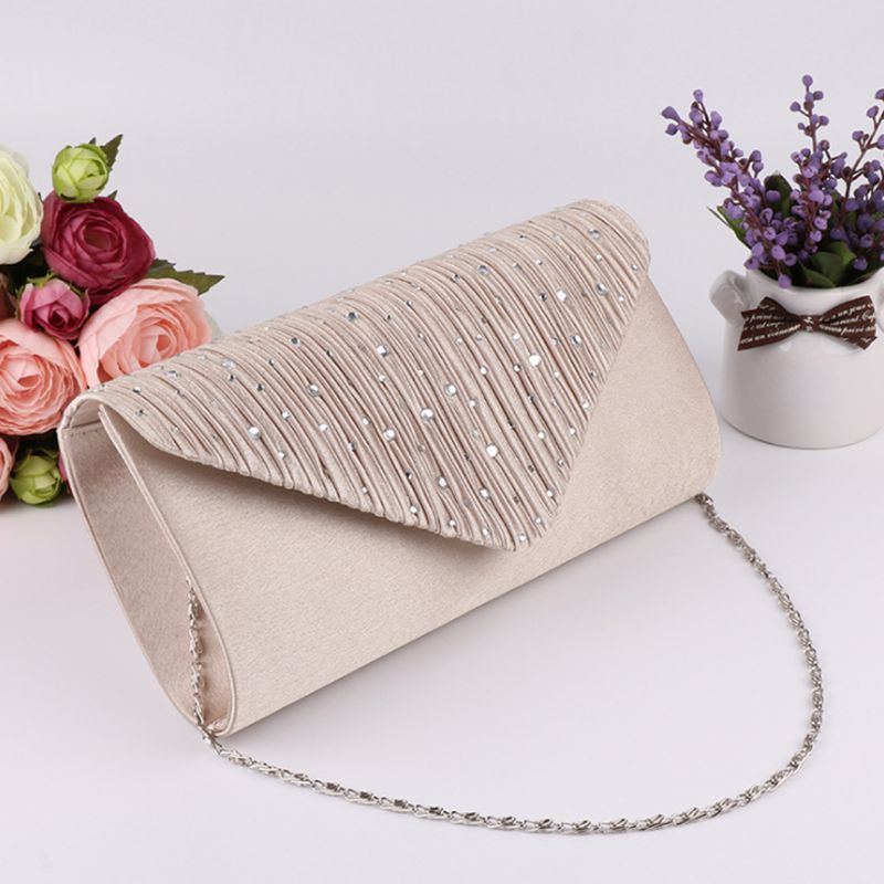 Kvinnors handväskor glitter shimmer koppling axelväskor diamante kväll väska fest prom handväska kedja crossbody väska  /bl1: Som visat