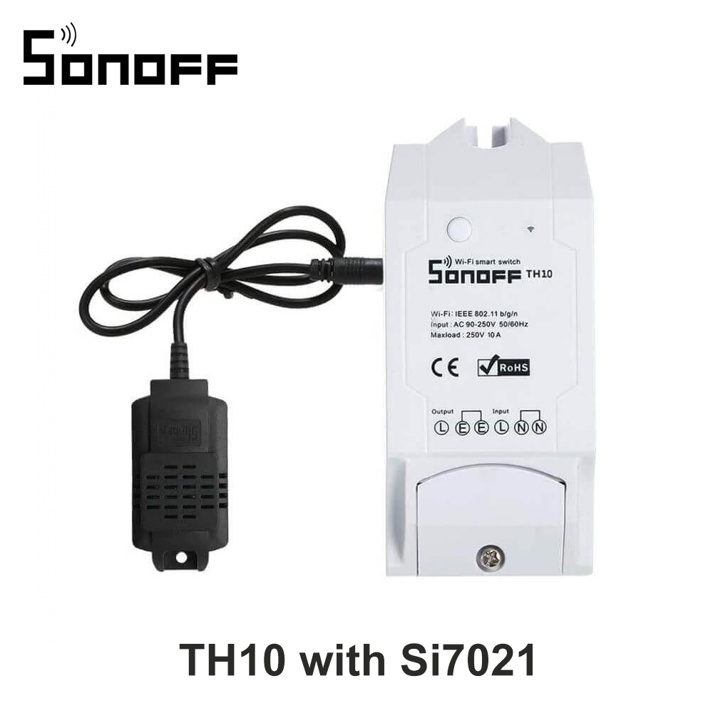 Sonoff TH10 Wifi Smart Draadloze Schakelaar Ondersteuning Temperatuur En Vochtigheid Monitoring Via Si7021 AM2301 Ondersteuning Alexa Google Thuis