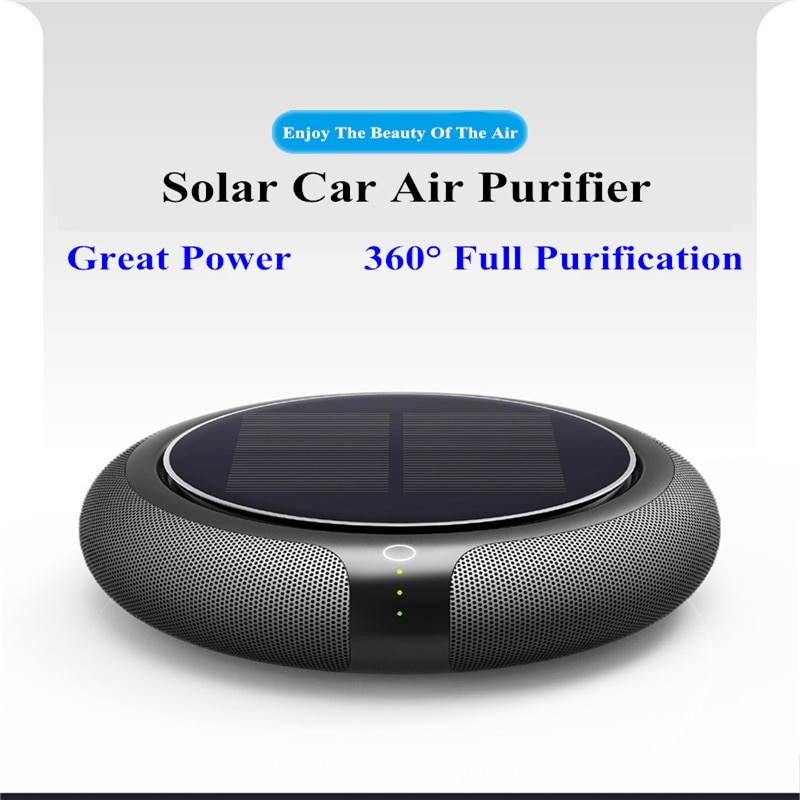Purificateur d'air solaire Portable | Pour voiture, véhicule, filtre à énergie solaire, ne bruit, purificateur d'air à anions, ioniseur à grande vitesse, pour la maison