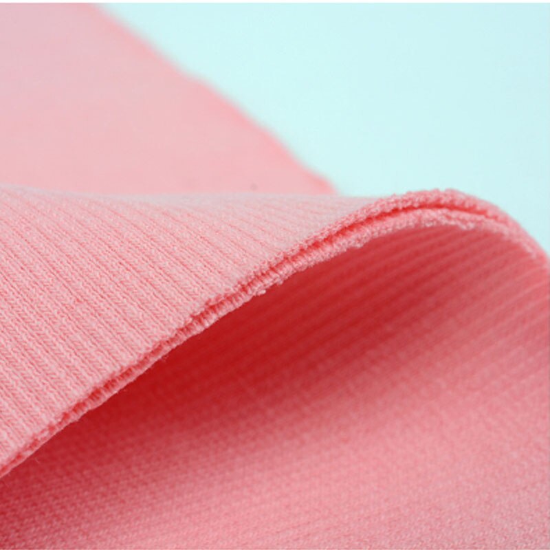 Stickat ribbtyg i stretchig bomull, trimkläder, syjacka, kappa manschett, fåll, krage 1 pc 39 tums bredd: Rosa
