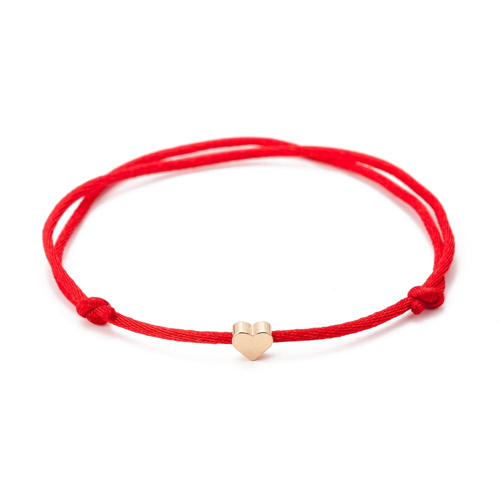 couleur or rouge coeur fil chaîne Bracelet pour femmes hommes à la main corde bijoux directe: red