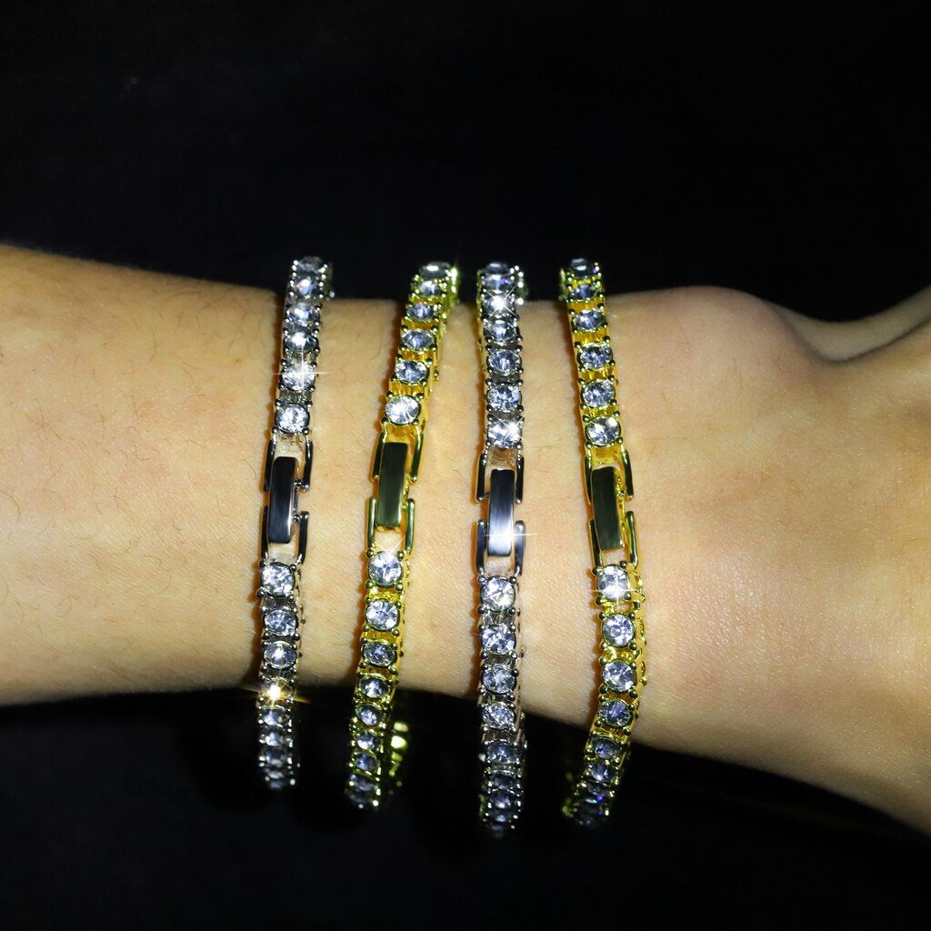 1 row Rhinestone men's hip hop Necklace rap singer Necklace ice tennis chain necklace shiny women's Necklace