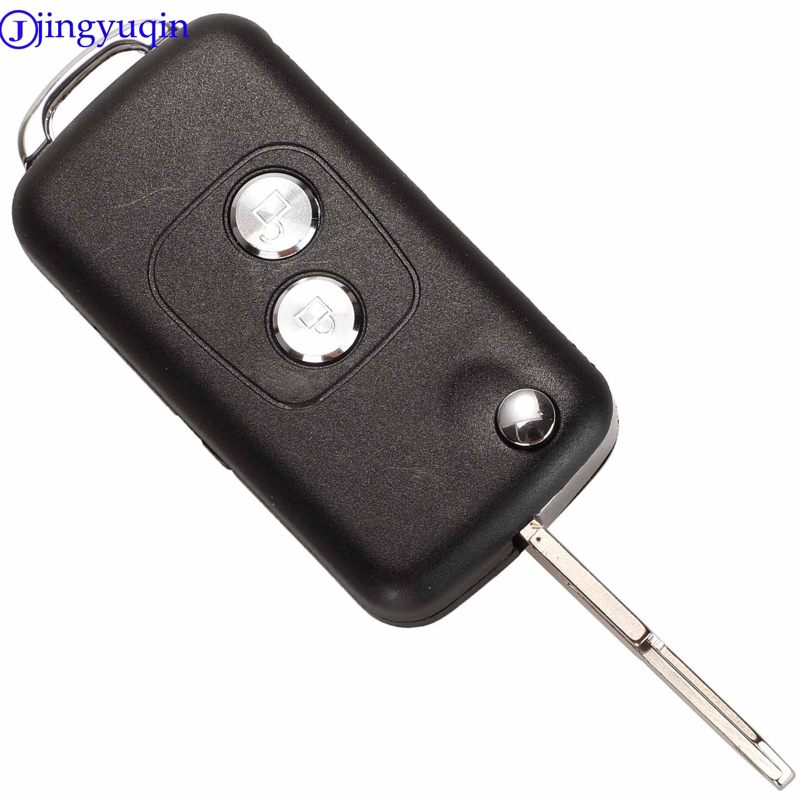 Jingyuqin 2 knappar modifierad flip bil nyckelfodral tom skal för citroen  c1 c2 c3 xsara picasso för peugeot 206 306 307 406