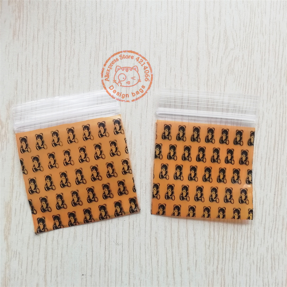 2 "  x 2 " mini ziplock zakjes 100 stuks bedrukte plastic zakjes met beer
