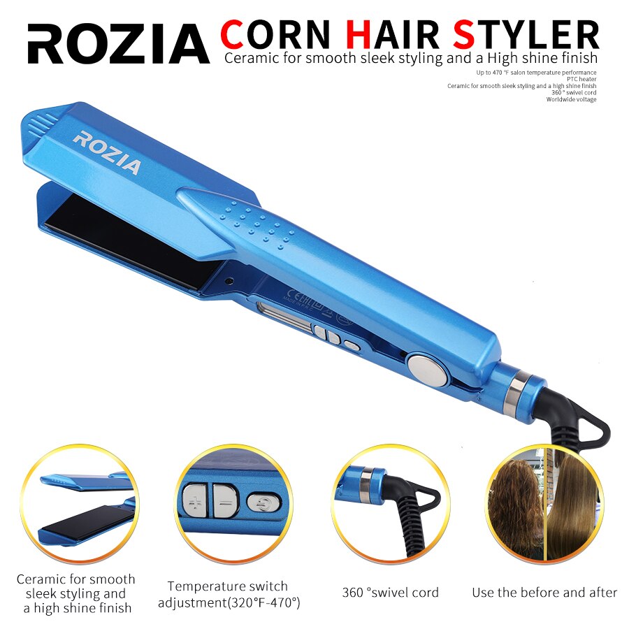ROZIA Hair Straightener Fast Heating Flat Iron Hair Straightening 450F Temperature Curling Iron Styling Tool