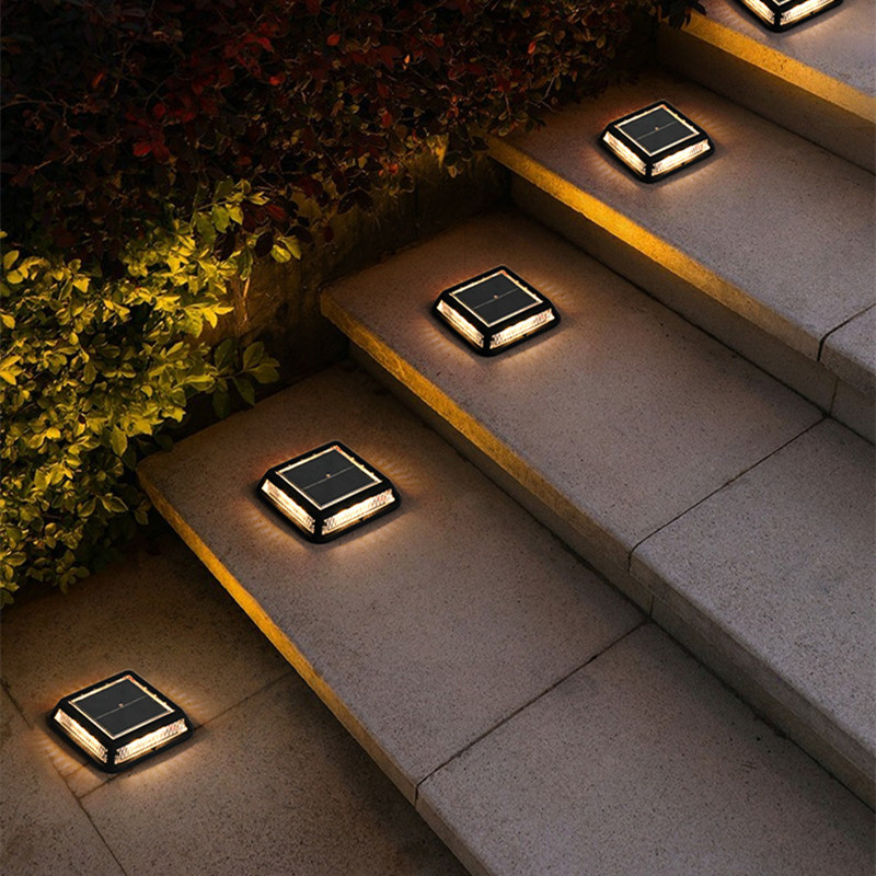 12 LEDS Outdoor IP65 Waterproof Solar Courtyard LED Home Stair Steps Balcony Floor Foot Street Wall Lights Decor Deck Lights