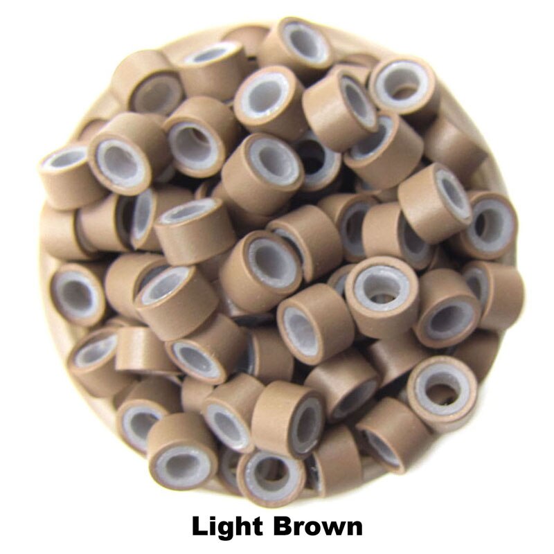 1000pcs 5.0mm Silicone Micro Ring Aluminium Micro Silicone Rings/Links/Beads Hair Extensions Tools For Human Hair: Light Brown