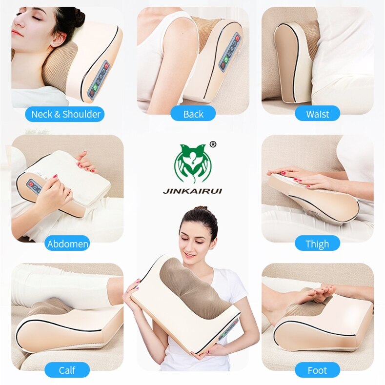 Almohada de masaje de calor por infrarrojos, dispositivo eléctrico de masaje para cuello, hombros y espalda, masajeador relajante para uso sanitario