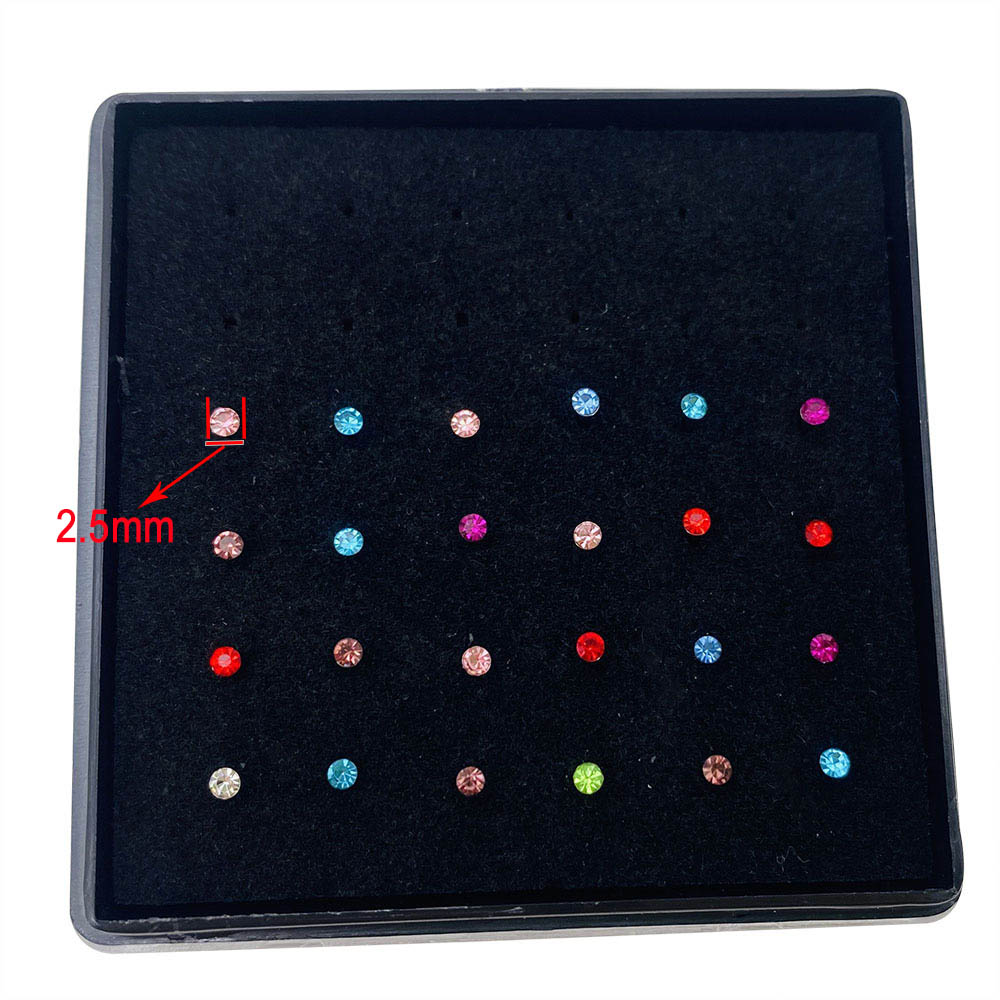 60/24pcs Set di borchie per naso in cristallo in acciaio inossidabile Set di Piercing per naso in acciaio chirurgico per donna: 24pcs Colorful 2.5mm