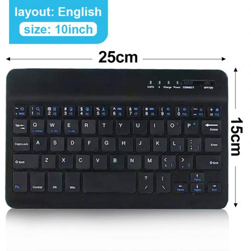 Bluetooth Toetsenbord 7/10Inch Mini Slim Wireless Bluetooth Keyboard Toetsenbord Voor Telefoon Tablet Laptop Беспроводная Клавиатура Teclado: Black 10Inch