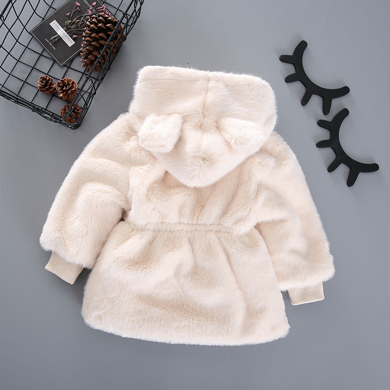 Manteau à capuche en fausse fourrure pour bébé fille de 2 à 7 ans, vêtements léopard à manches longues, manteau et moelleux, belle cape d'extérieur pour enfants