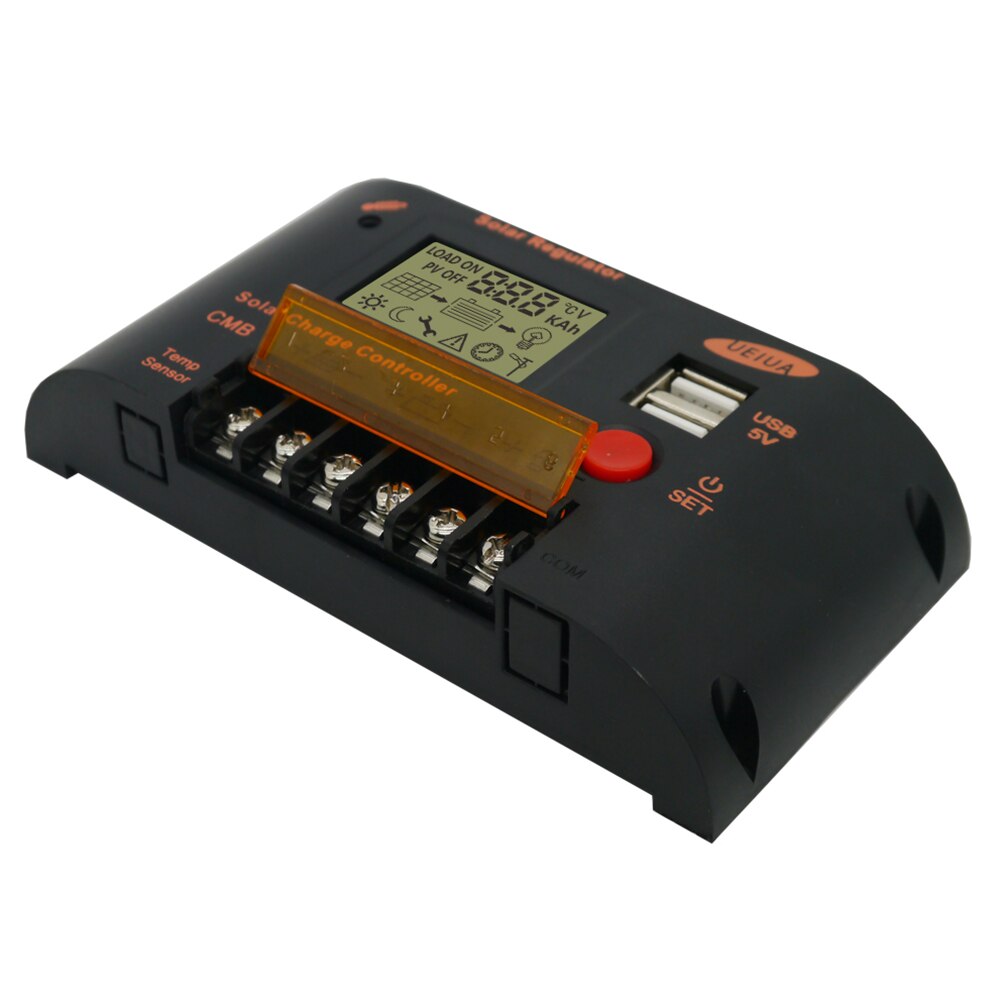 Kit Controlador de Carga Solar PWM LCD Dual USB Saída de PC Regulador Carregador Solar Controlador de Carga Regulador de Solor