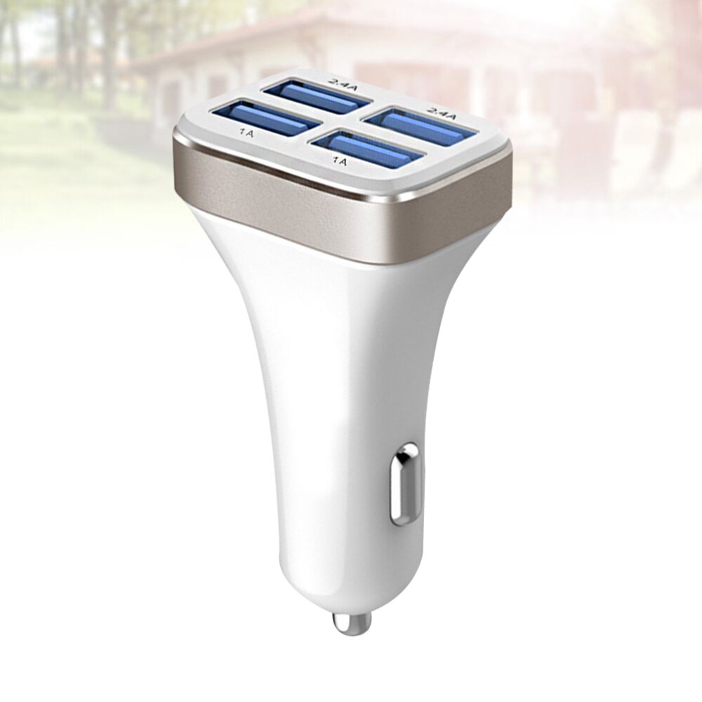 1 pc 2.4A 4 USB Ports Socket Multi Function Car Phone Charger (Black and Silver)