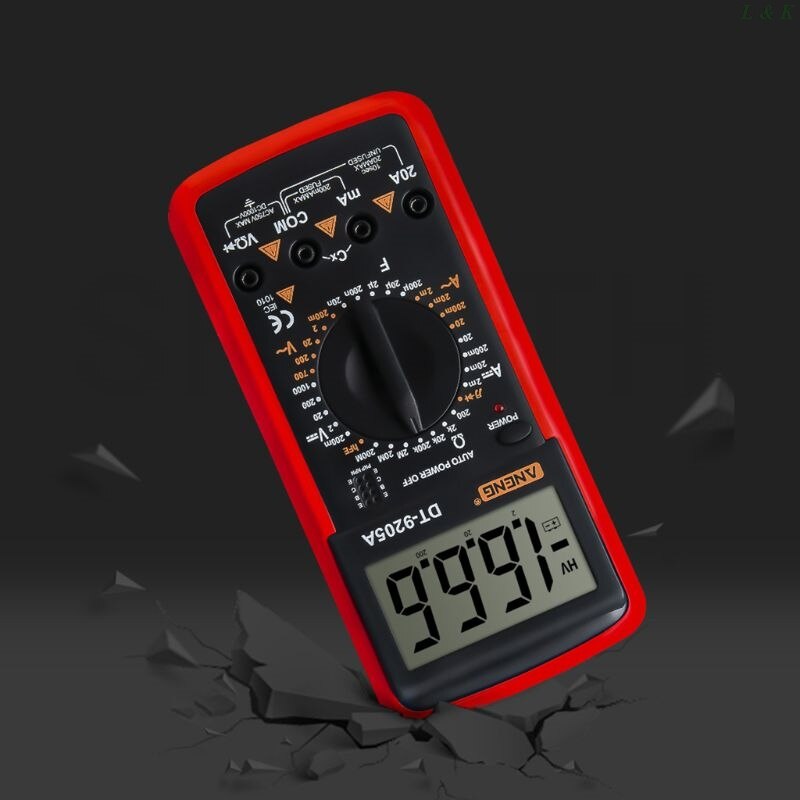 DT9205A Digital Multimeter hFE AC DC Triode Diode Resistance Amp Electric Tester U50A