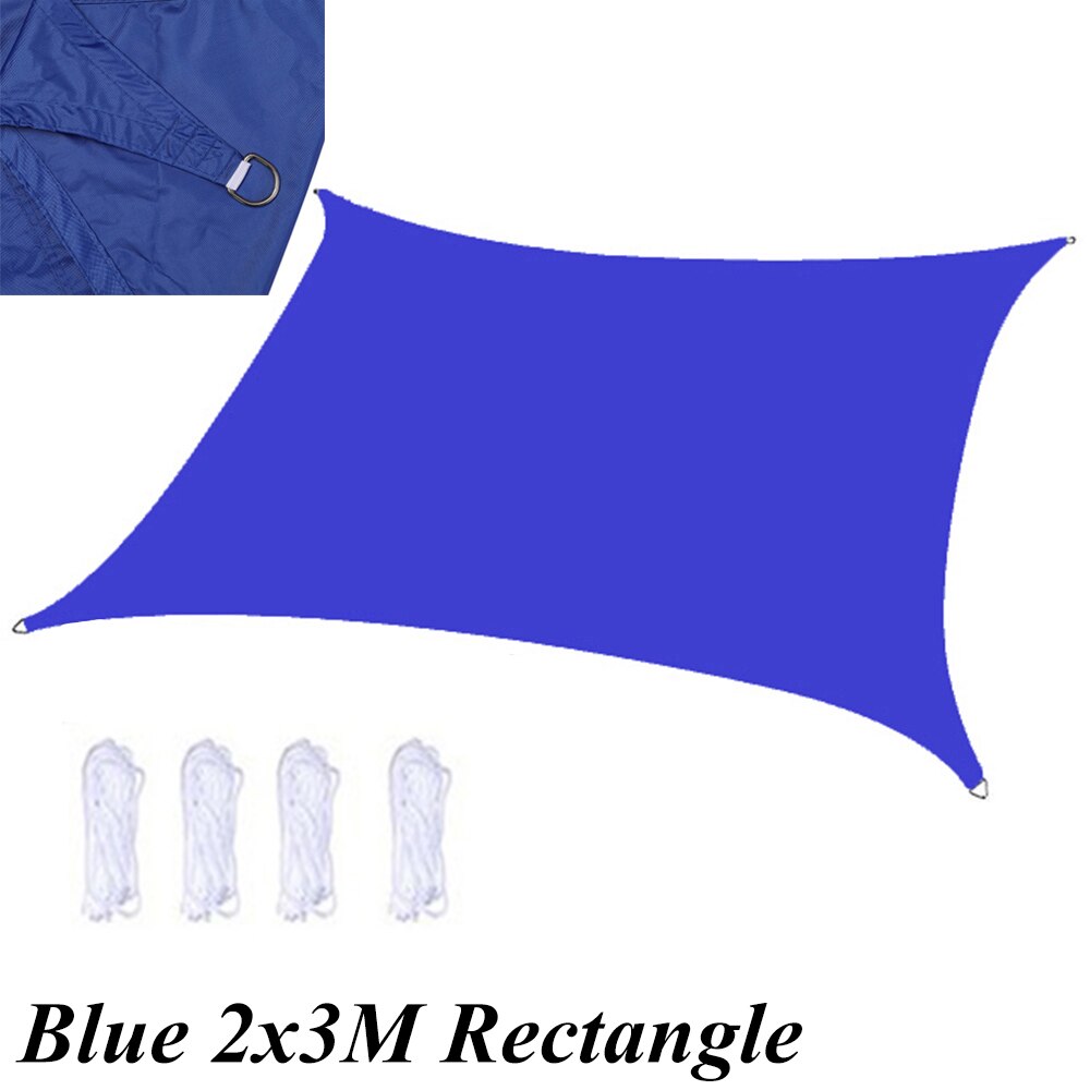 Imperméable Anti-UV soleil ombre voile canopée voiles auvents abri Durable Triangle Rectangle carré pour jardin de cour avec des cordes: Blue Rectangle S