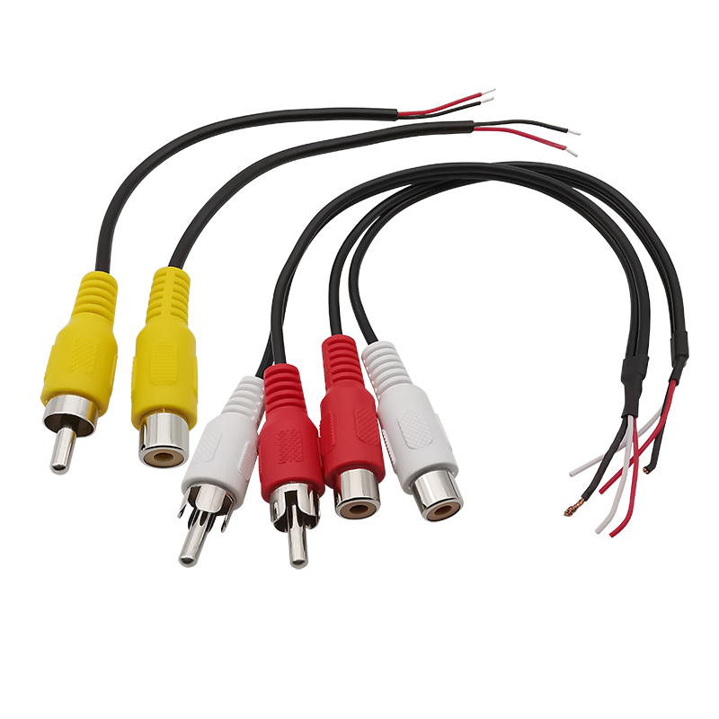 Rca Mannelijke Stekker/Rca Vrouwelijke Socket Naar Blote Draad Open Einde Audio Videocamera Kabel Verlenging Solderen Diy Snoer Connector