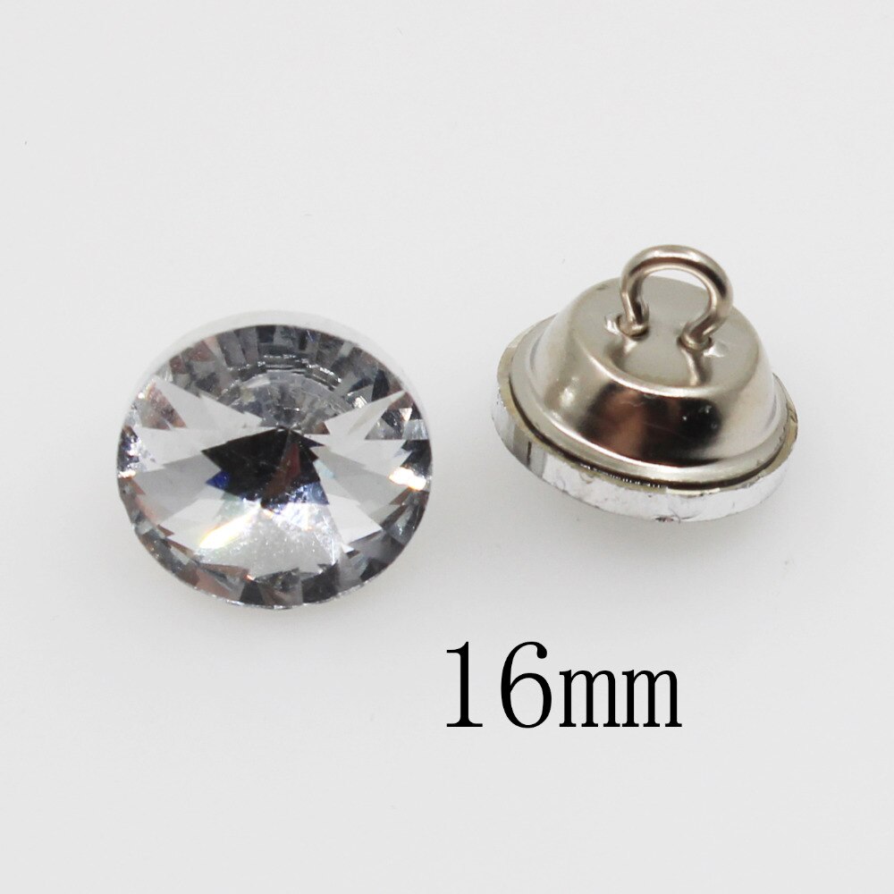 Botones de cristal transparente con diamantes de imitación para decoración de niños, suministros de bordado, manualidades de costura, decoración de boda, 10 Uds.