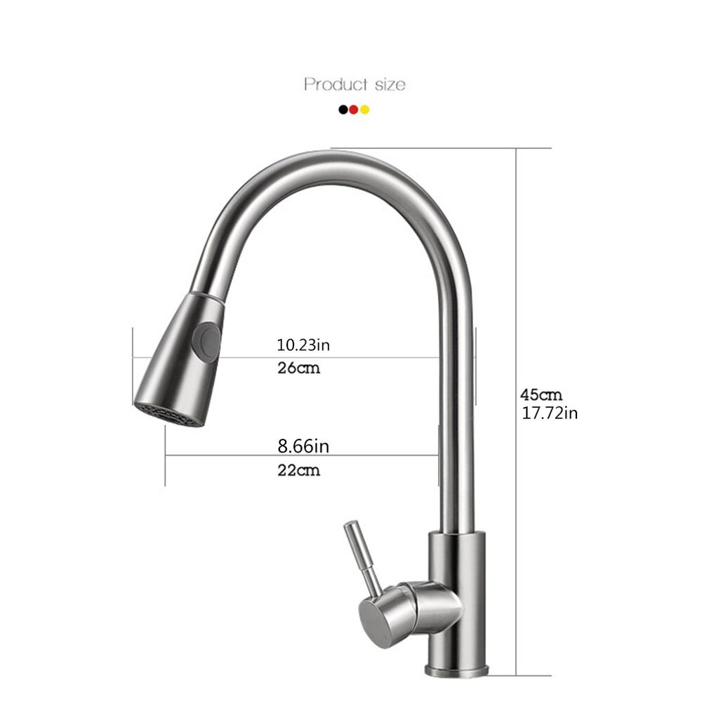 Kitchen Faucet Pull Out Cold and Sink Faucet 304 Stainless Steel Water Mixer Tap Swivel 360 Degree Two Types Silver