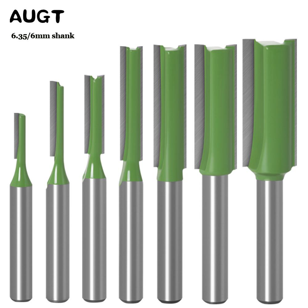 1/4 zoll 6mm Schaft Gerade Bit Fräser Einzigen Doppel Flöte Holz Schneider Hartmetall Router Bit Holzbearbeitung Werkzeug set
