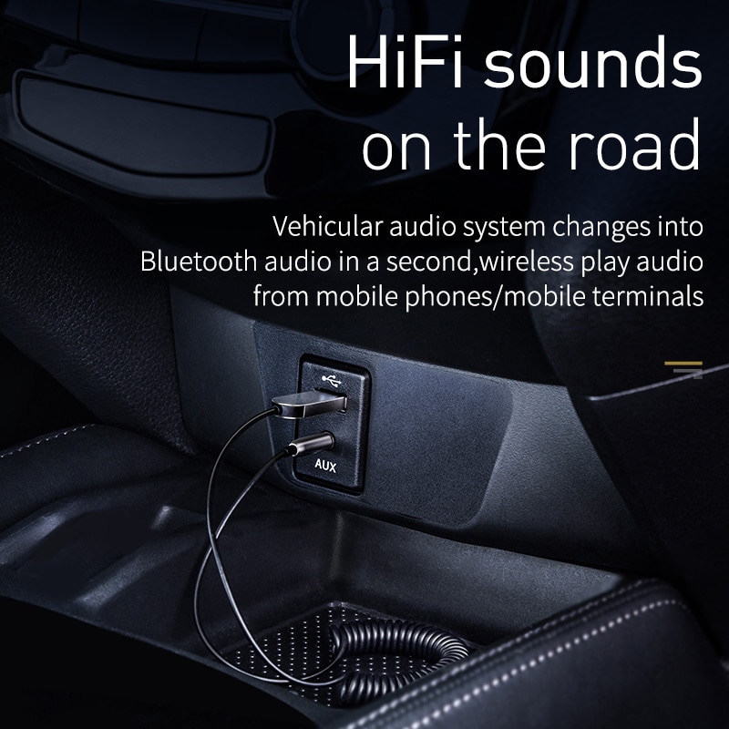 BASEUS – Adaptateur Bluetooth 3.5 pour voiture, haut-parleur, récepteur USB, jack 5.0 mm, kit mains libres, transmetteur audio et musique