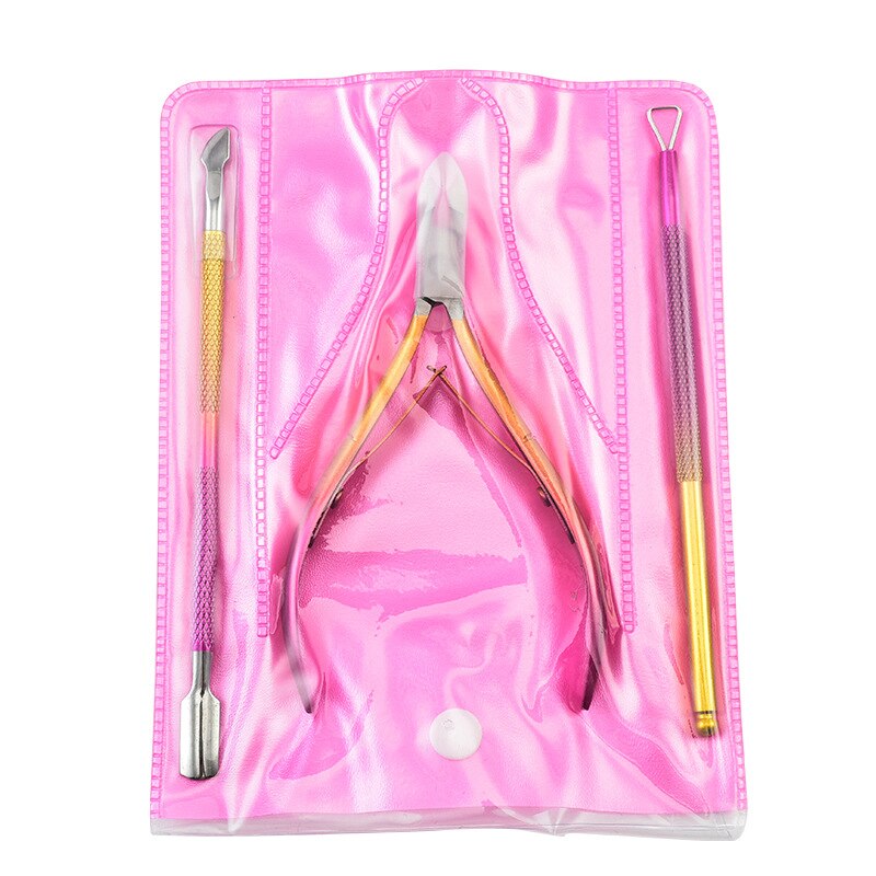 Nail Art Pusher Dead Skin Remover Stick Rod Gel Polish Stainless Steel Tweezers Nail Cutter Nail Art Tool Pedicure For manicure: yellow powder