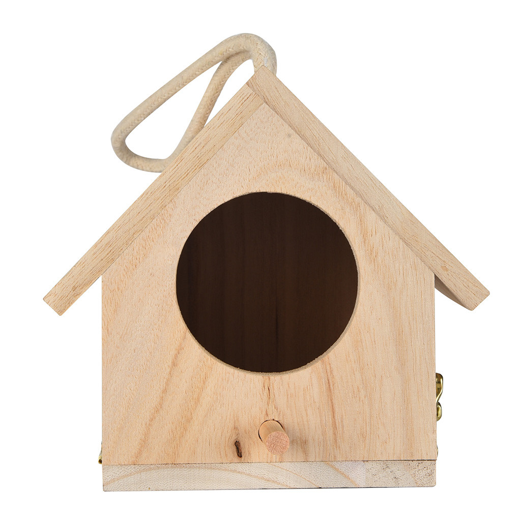 Holz Nest Haus Vogel Kasten Holz Vogel Haus Nest Kreative Zauberstab-montiert draussen Vogelhaus Holz Kasten Vogelhaus Runde Tür # LR2: Ursprünglich Titel