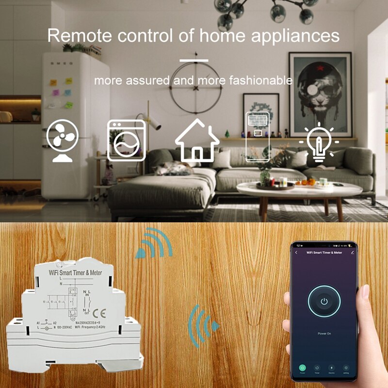 Tuya Wifi Circuit Breaker Din Rail Smart Meter 16A Switch Timer Single Phase With Energy Monitor Works With Alexa Home