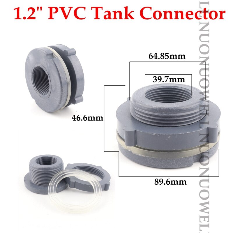 1pc pvc vattentank koppling fisk tank gänga kopplingar vattentank dräneringsrör tillbehör akvarie skarvar vattenrör kopplingar: 1.2in st pvc-kontakter