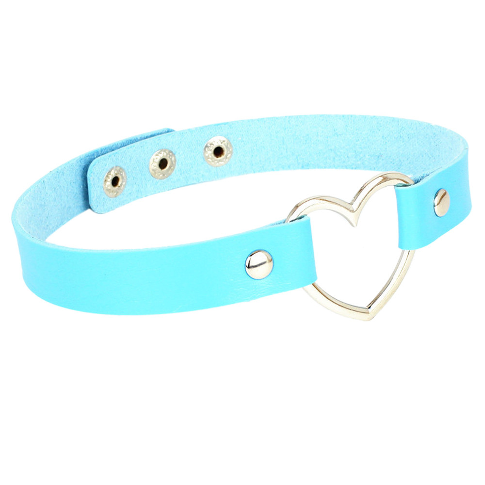 1 Stück Choker Halskette Punk Leder Hals Kette Kragen Herz Liebe Schmuck Weibliche Hals Schlüsselbein Kette Schmuck @ 3