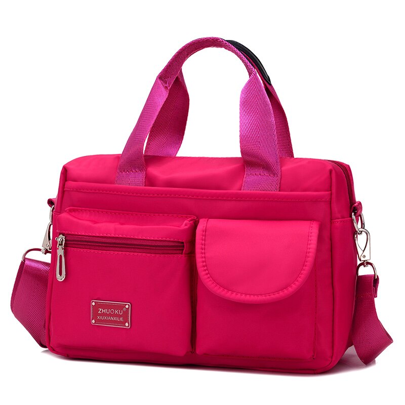 Handtassen met handgreep, reistassen, schoudertassen, damestassen, casual tassen, nylon tassen, vrouwelijke tassen, messenger bags: Rozenrood