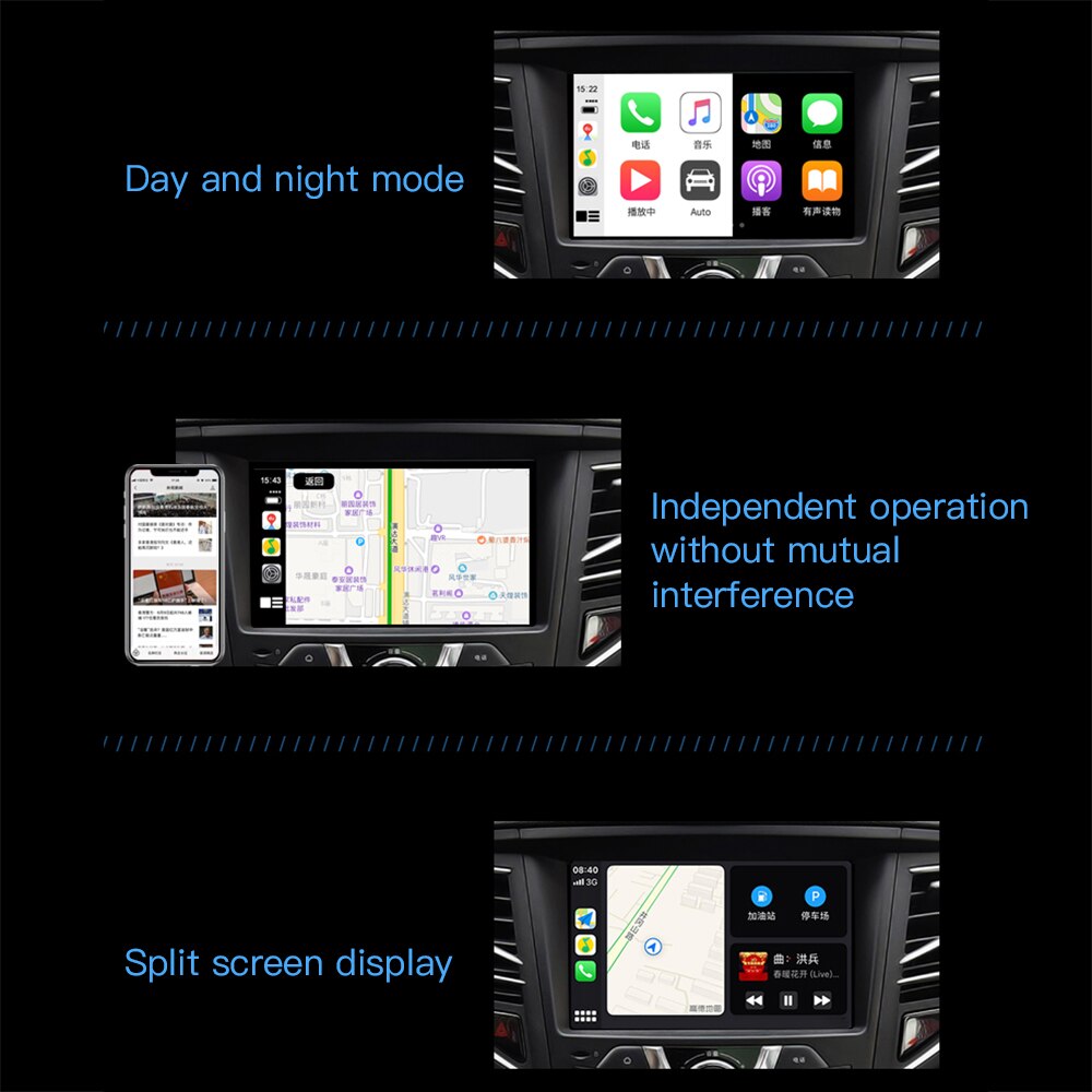 Android bilnavigation iphone usb carplay modul bluetooth forbindelse telefon projektion carplay box multimedieafspiller bil