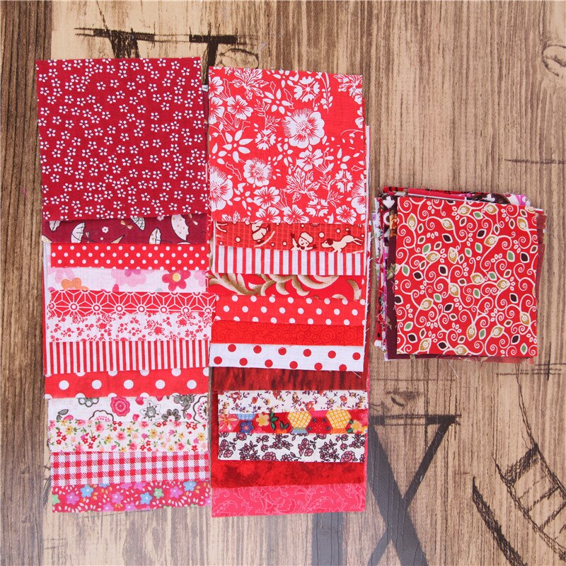 Handmade Fabric Home Making Material DIY Square Cotton Patchwork Craft: Red