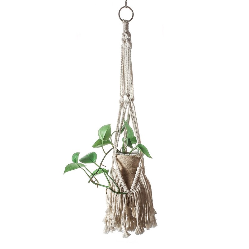 Handwoven Macrame Plant Hanger Indoor Hanging Planter Basket Flower Pot Holder K43D