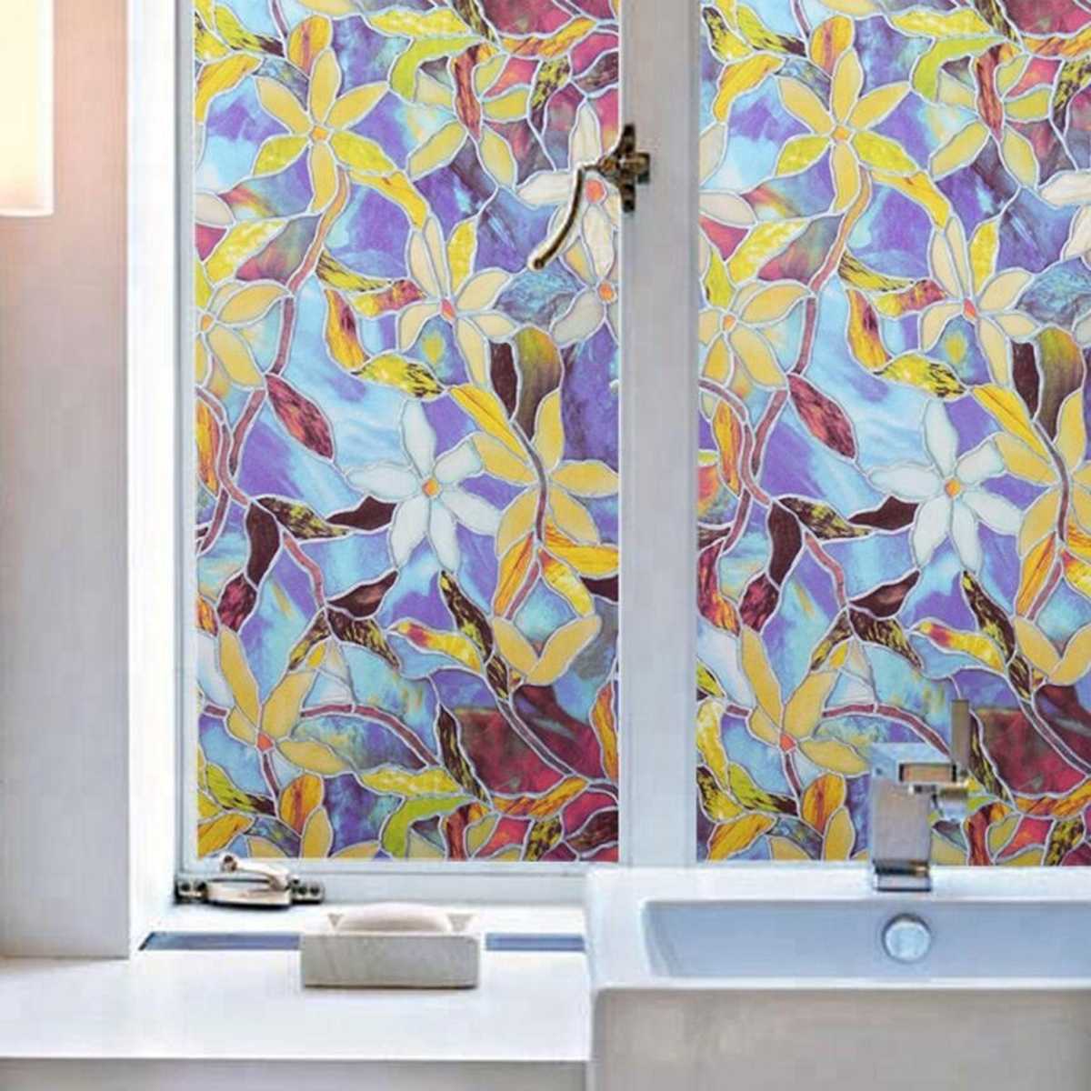 Amerikaanse Magnolia Kleur Elektrostatische Niet-klevende Window Film Transparant Glas Laminaat Opaque Privacy Sticker Bloem Stickers: 90x100cm