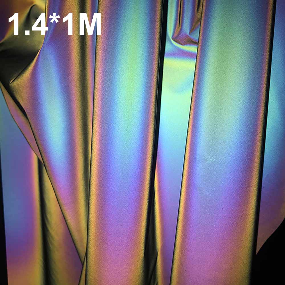 Rainbow Reflective Fabric Holographic Fabric Mermaid Fabric Silver At Night for Clothing PatchWork Sewing Art: Default Title