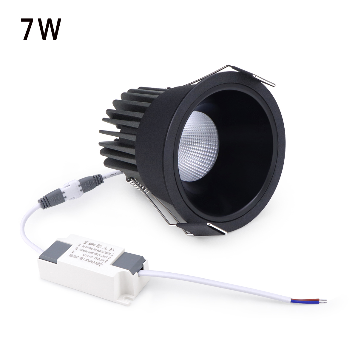 Indbygget aluminium cob led led spotlight pære led spotlight 7w 12w downlight loftslampe rumbelysning 85-265v: Orange / Sort