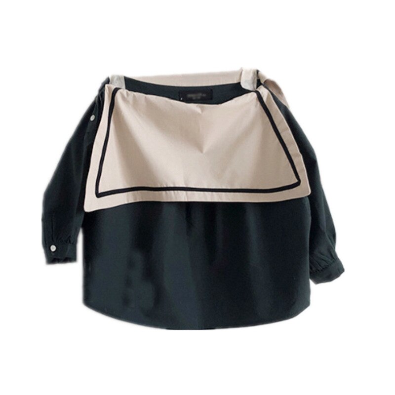 Herfstmeisjes katoenen t-shirt met lange mouwen en koreaanse marineblauwe tops voor kinderen