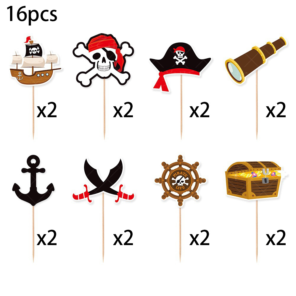 Adorno para tarta de feliz cumpleaños con temática de pirata, vela náutica, decoración para tarta de cumpleaños, suministros para de cumpleaños de barco pirata: Amarillo fluorescente