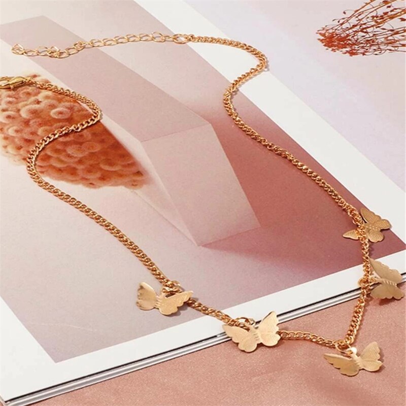 Czeski śliczny motyl choker naszyjnik dla kobiet złoty kolor łańcuszek robić obojczyka 2021 moda kobieta elegancka biżuteria collares