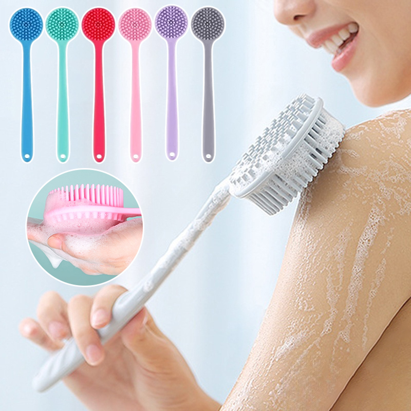 Escova de banho com cabo longo, escova macia para massagem nas costas, chuveiro, escova esfoliante para banheiro, suprimentos de banho