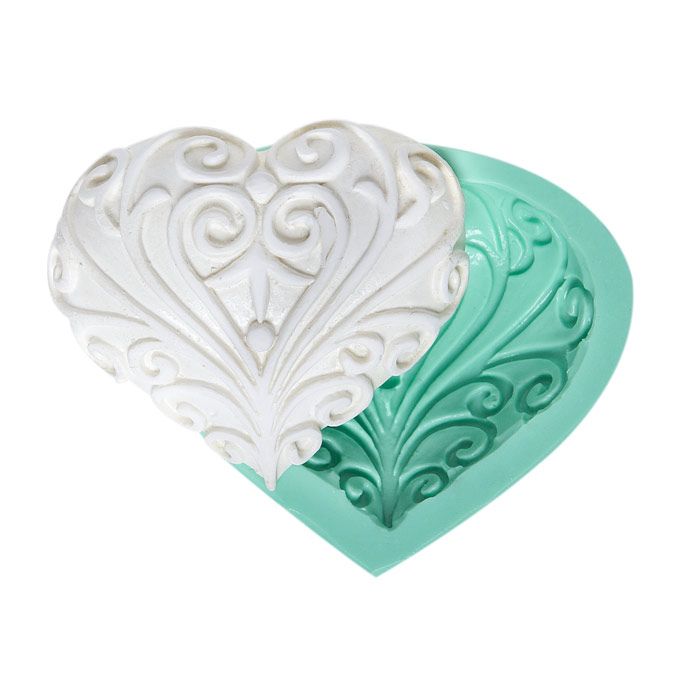 Pattern Heart Silicone Mold (Soap and Scented Stone Mold)