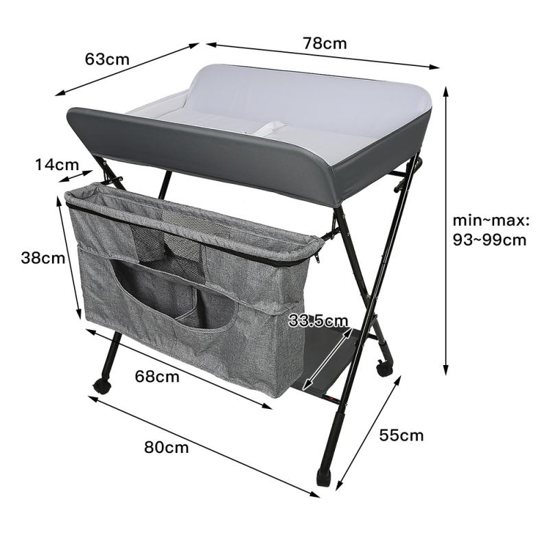 Table à langer pliable pour -né et bébé de moins de 3 ans, Mobile, fournitures de soins, HWC