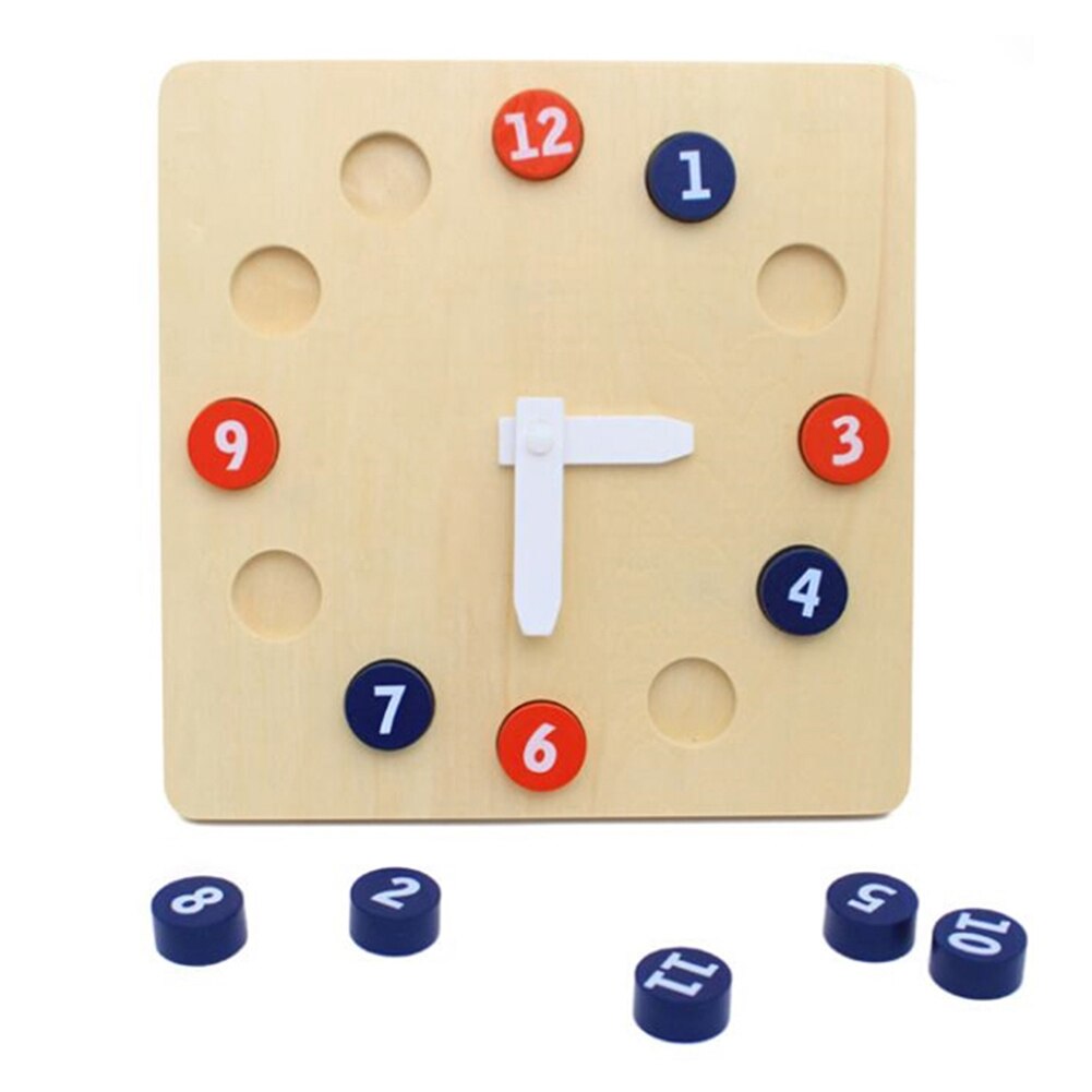 Wooden Puzzles Learning Clock Time Telling Activity Kindergarten Teaching Aids